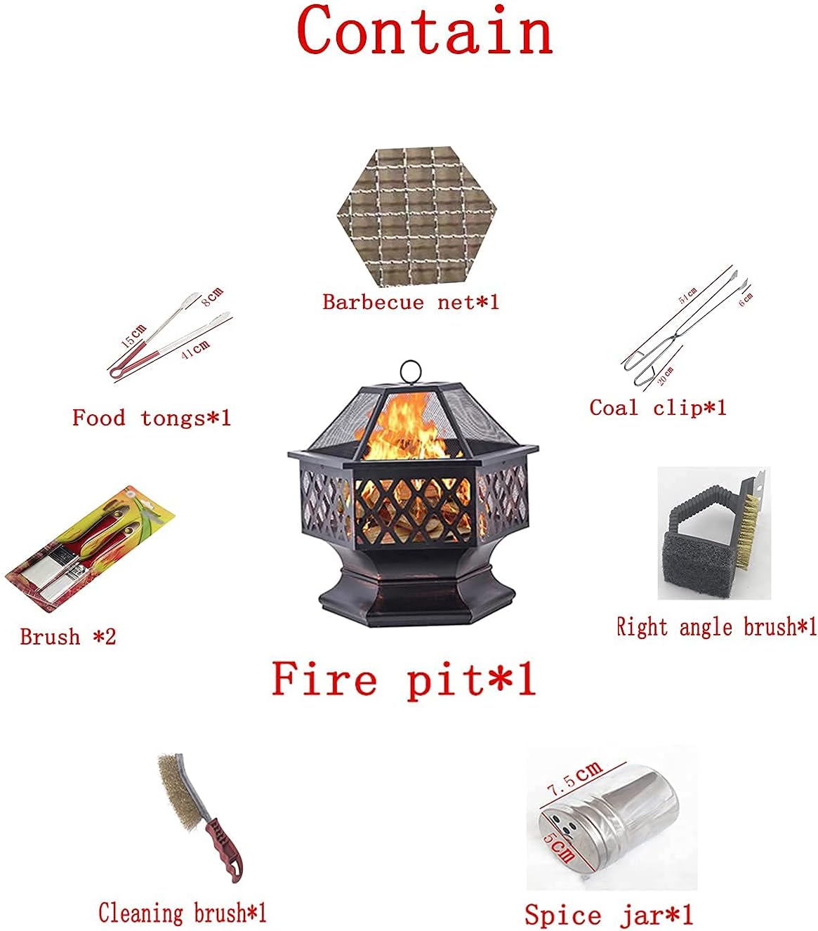 Wood Burning Fire Pit Concrete Round and Wood Burning Fire Pit Grill Bowl with Grill Grate for Heating//Fire Bowls The Garden/Beach/Patio