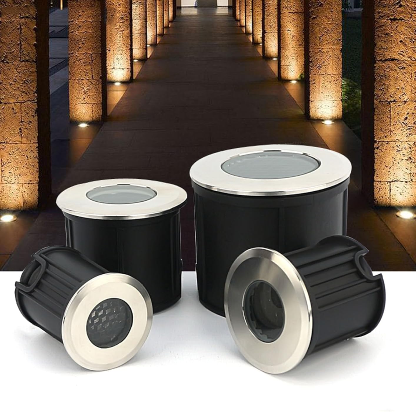 LED Stainless Steel Buried Light - Underwater Spotlight, IP68 Outdoor Waterproof Embedded Ground Lights, Garden Ultra-Thin Anti-Glare Buried Light(Blue,4W(DC24V))