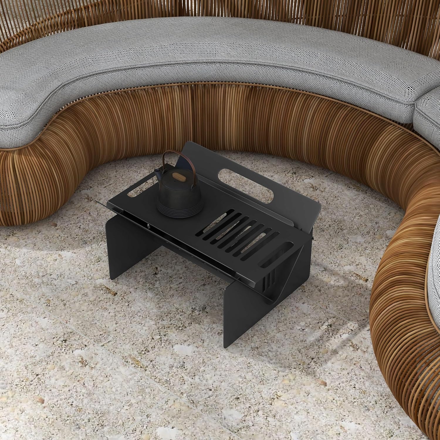 3-In-1 Portable Fire Pit, Stove, Coffee Table, Wood Burning Firepit with Carrying Bag and Quick Assembly for Camping, Bonfire, Picnic, Backyard, Patio, Black