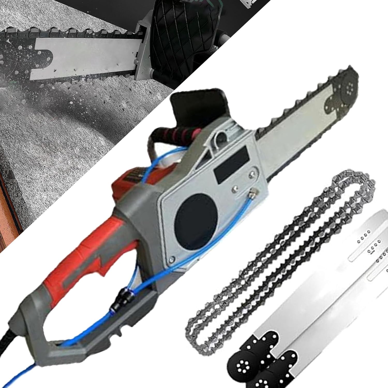 Electric Concrete Chainsaw with Brushless Motor, Concrete Wall Cutter, Powerful Chainsaw with Two Chains/Guide Bar, for Reinforced Concrete/Red Brick Wall/Concrete Wall,CuttingDepth48cm,480