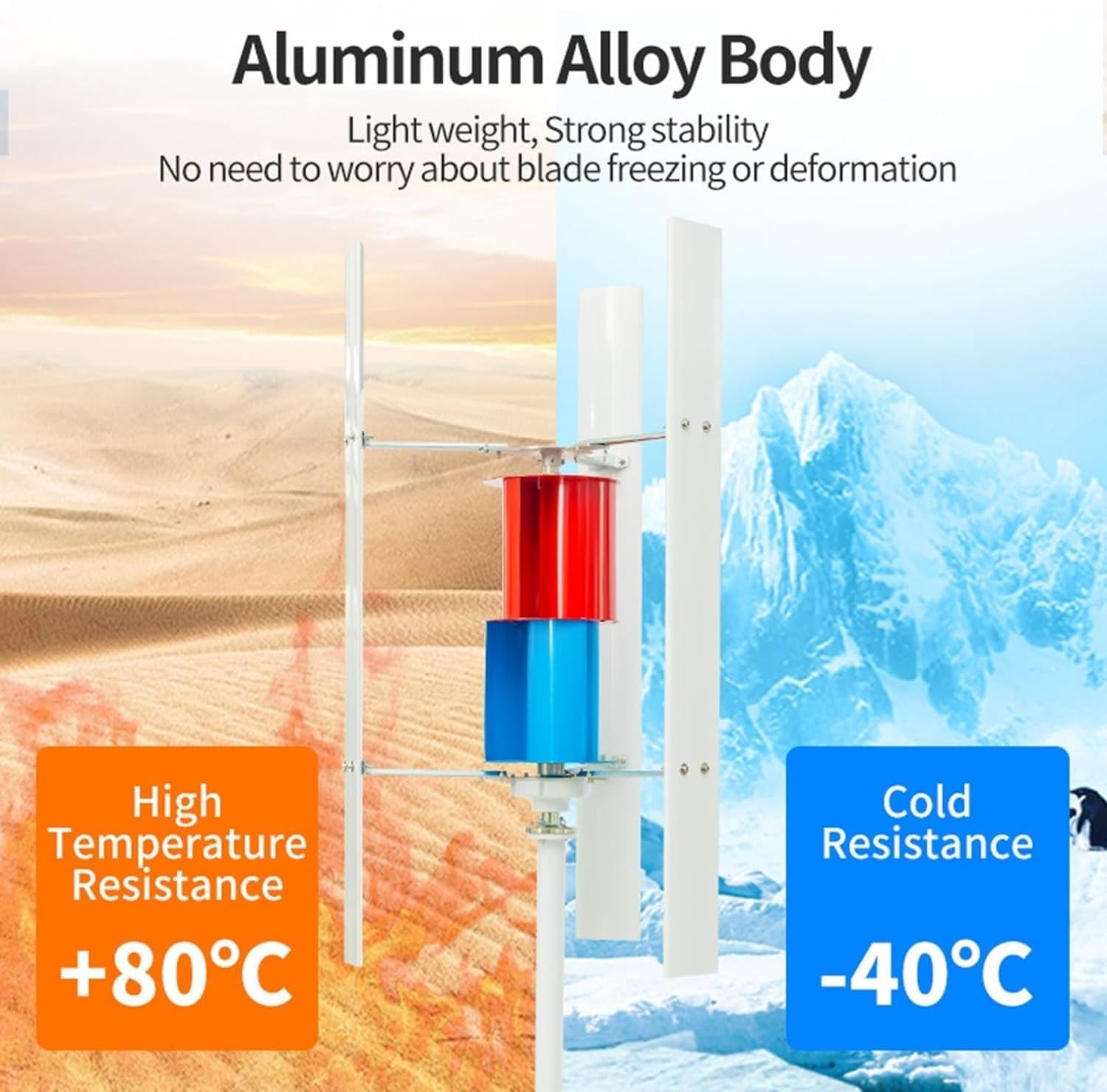 CAJUCA 3000W Vertical Axis Wind Turbine Kit Wind Turbine Generator + 2 * 100W Solar PV Panels + Wind and Solar Complementary Controller