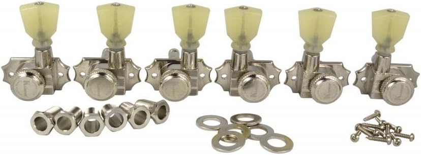 Kluson Revolution Diecast Tuners - 3 Per Side - Pearloid Keystone Button, Locking Nickel