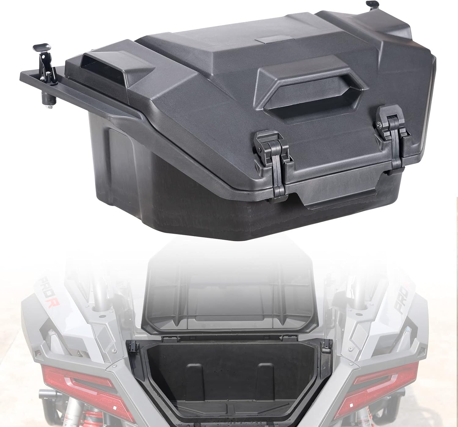 A & UTV PRO 36 QT Rear Storage Box Compatible with 2022-2026 Polaris RZR PRO R/Pro R 4, Waterproof Dust Resistant Cargo Box Bin Bed Tool Box Accessories, Replace OEM # 2884236