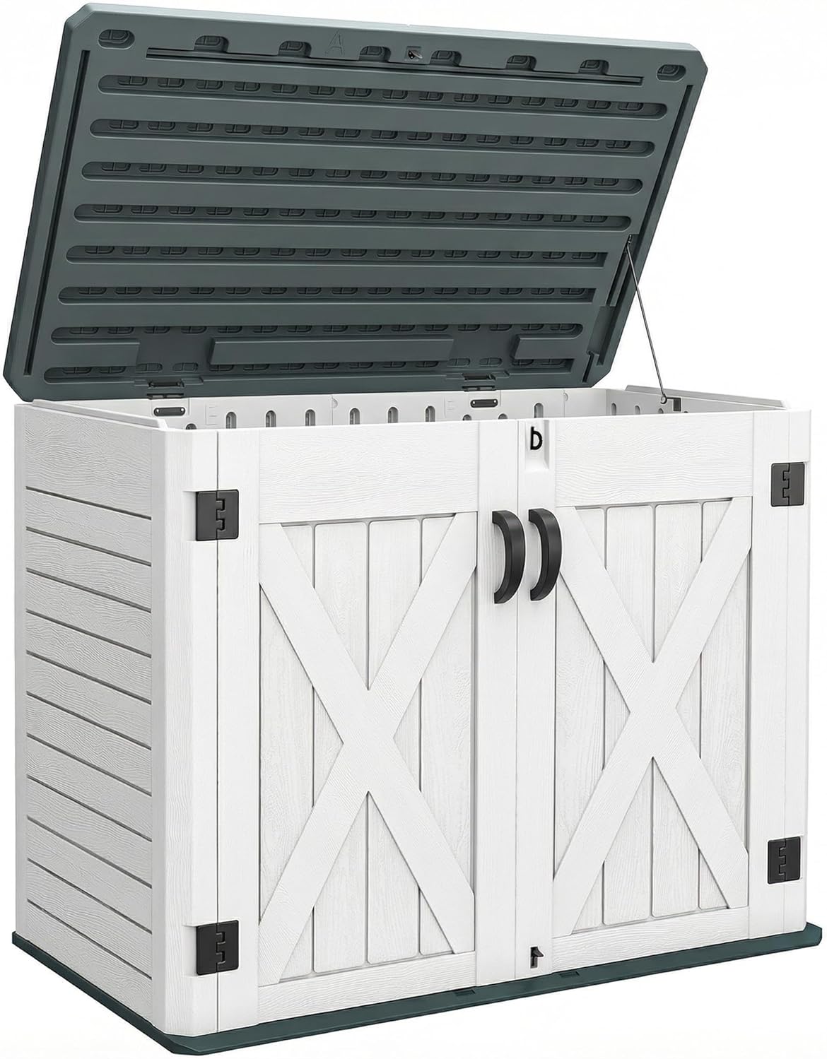 YITAHOME Outdoor Horizontal Storage Shed with X-Shaped Lockable Door, 35 Cu Ft Weatherproof Resin Tool Shed w/o Shelf, Ideal for Bike, Trash Cans, Garden Tools, Lawn Mowers, Light Gray