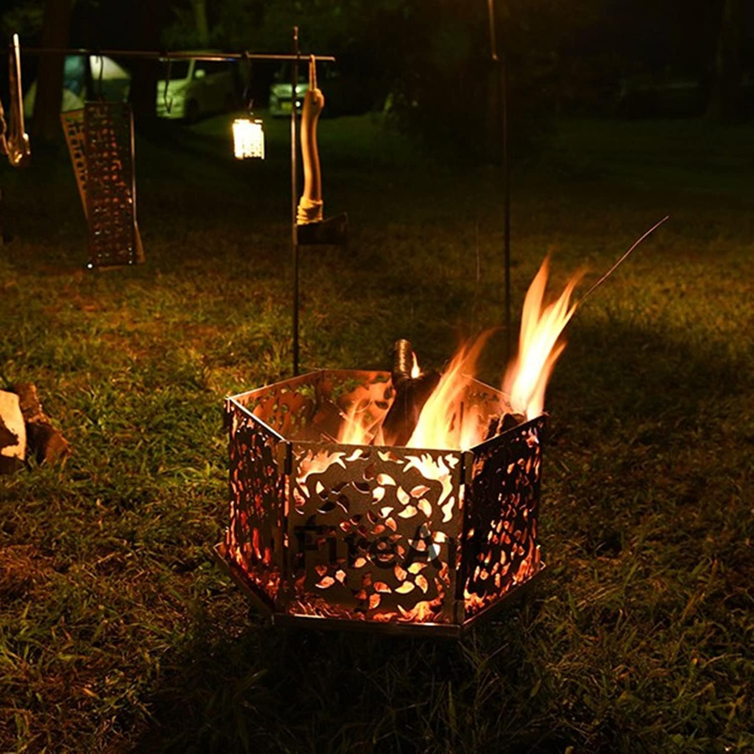 Outdoor Fire Pits, Wood/Charcoal Burning Firepit Bowls, Bonfire Atmosphere Heating Lamp, Barbecue BBQ Grill Stove for Patio Backyard Garden Camping