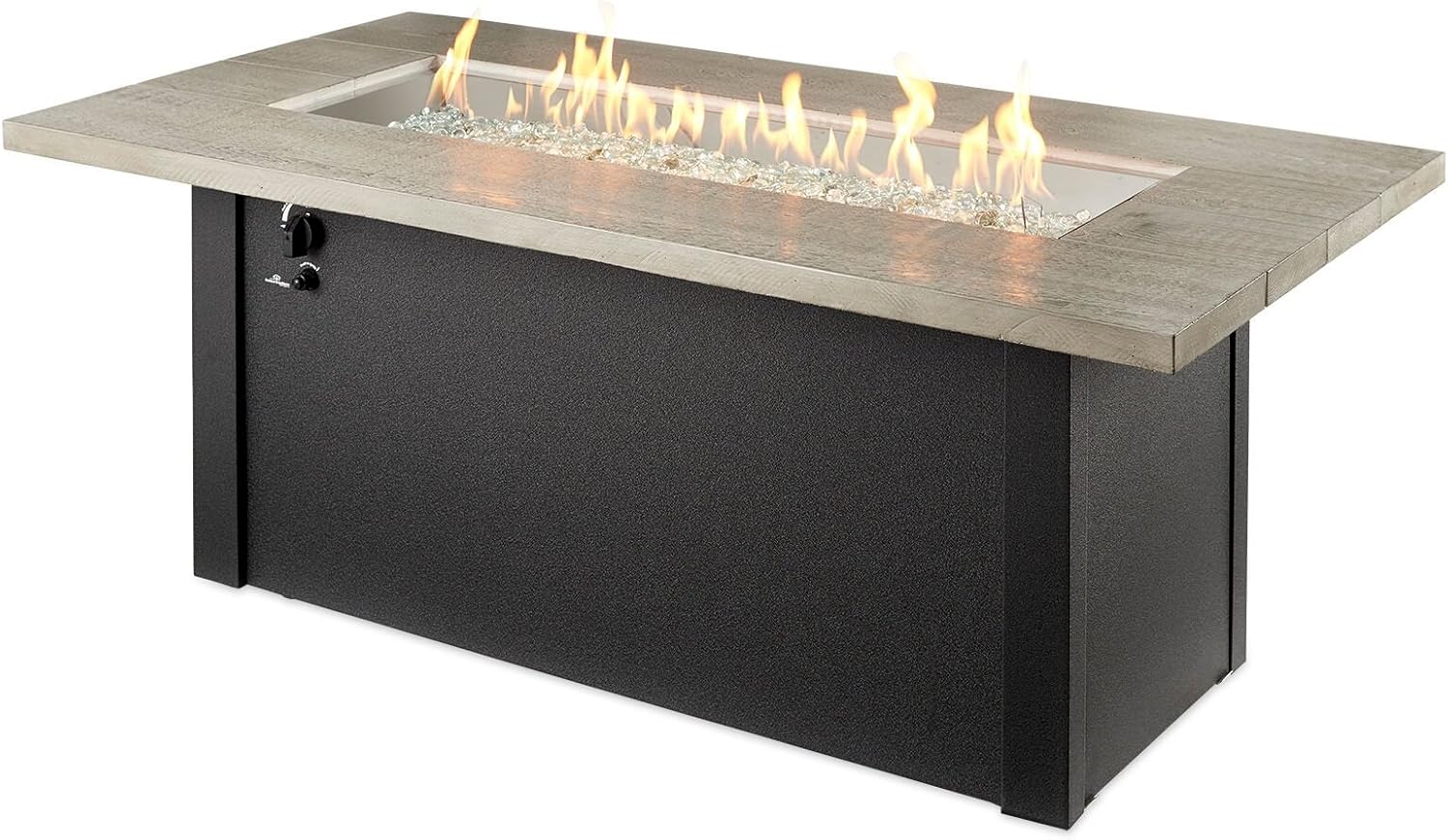 The Outdoor GreatRoom Company Cedar Ridge Linear Gas Fire Pit Table CR-1242-K with Glass Wind Guard 1242 (61