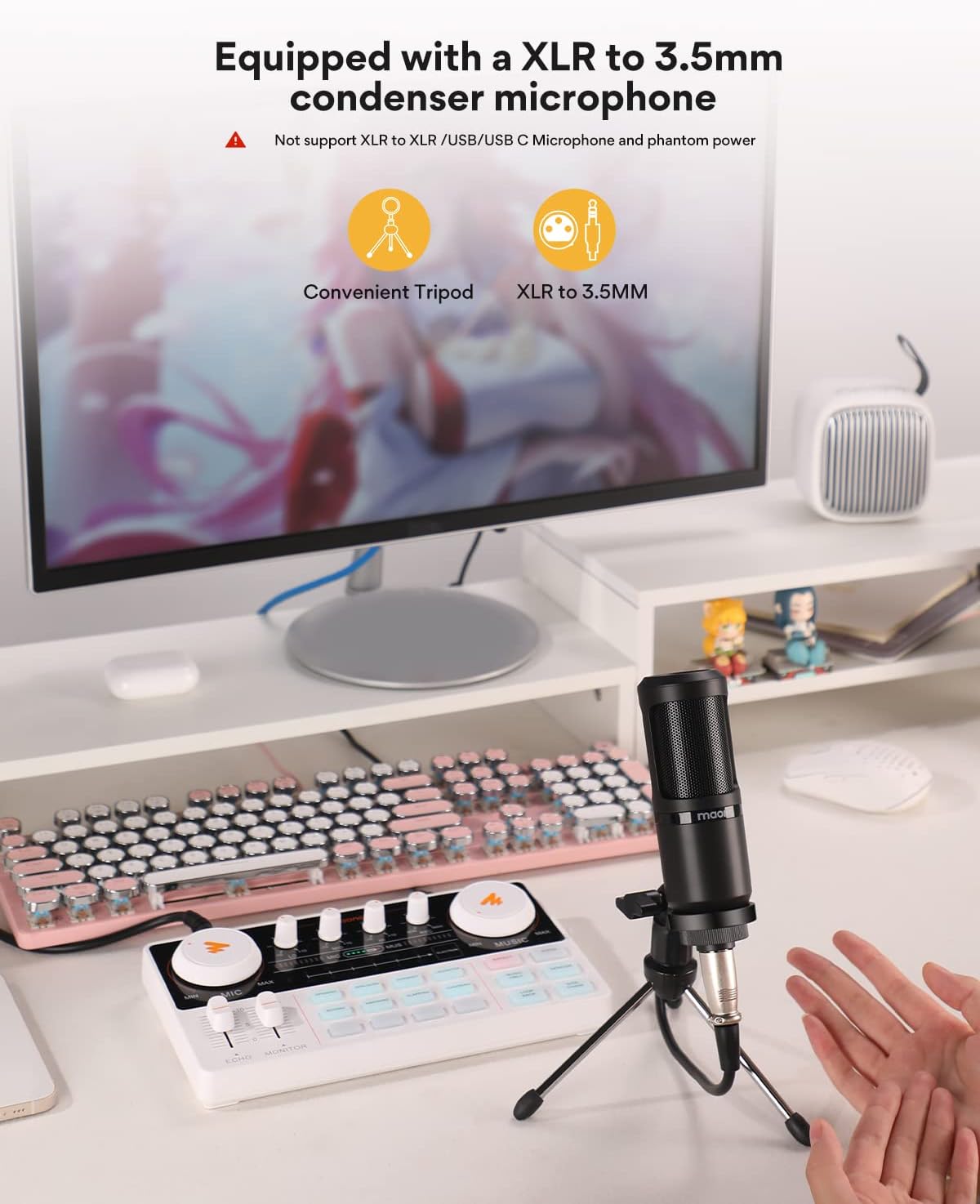 MAONO Podcast Equipment Bundle Audio mixer All-in-One Podcast Production Studio with 3.5mm Microphone for Live Streaming, Podcast Recording, PC, Smartphone, DJ MaonoCaster Lite (AU-AM200-S1)