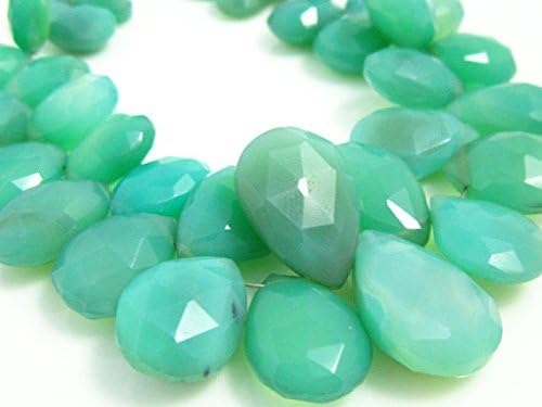 13 inch natural beads strand of 10x7-17x12mm faceted pear chrysoprase chalcedony gemstone briolletes beads for DIY jewelry - necklace, bracelet, earring, ring.