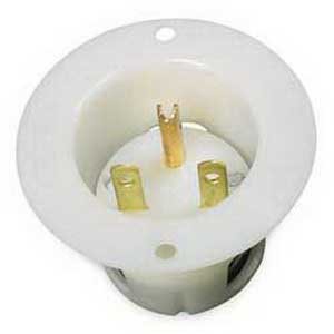 HBL2745 Twist-Lock Insulgrip Flanged Inlet 3-Pole 4-Wire 30 Amp 600 Volt AC NEMA L17-30P Screw Mount White
