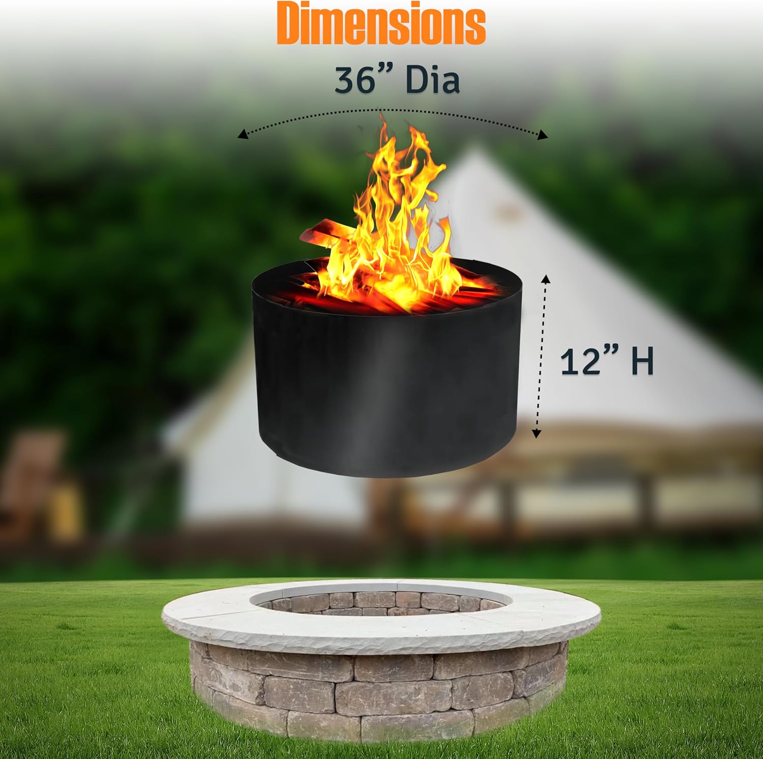 FEBTECH - Fire Rings for Outside Wood Burning Fire Pits - 36