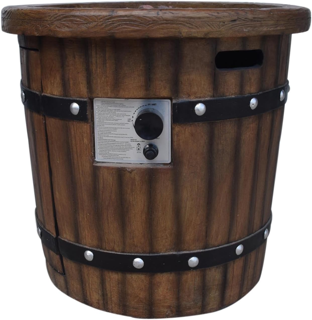 Penau Round 25 Inch MGO Fire Pit - 40,000 BTU Propane Outdoor Heating for Patio Gatherings in Dark Brown