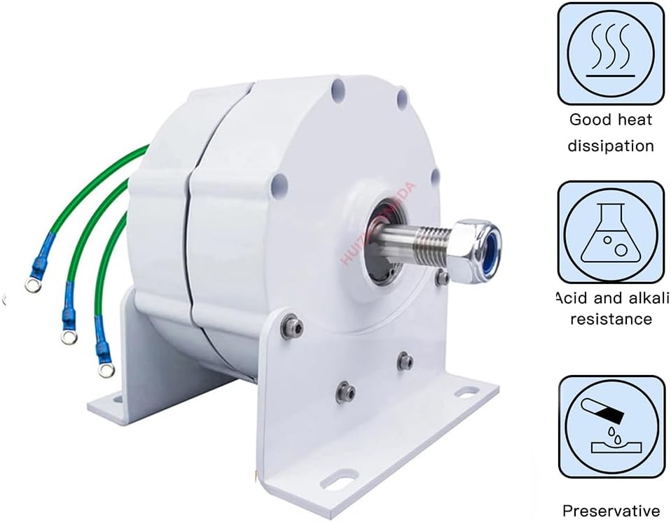 Gearless Permanent Magnet Generator 5000W 12V 24V 48V 220V Low-Speed Household 3 Phase Permanent Alternator for Wind Turbines and Water Turbines(with Base)