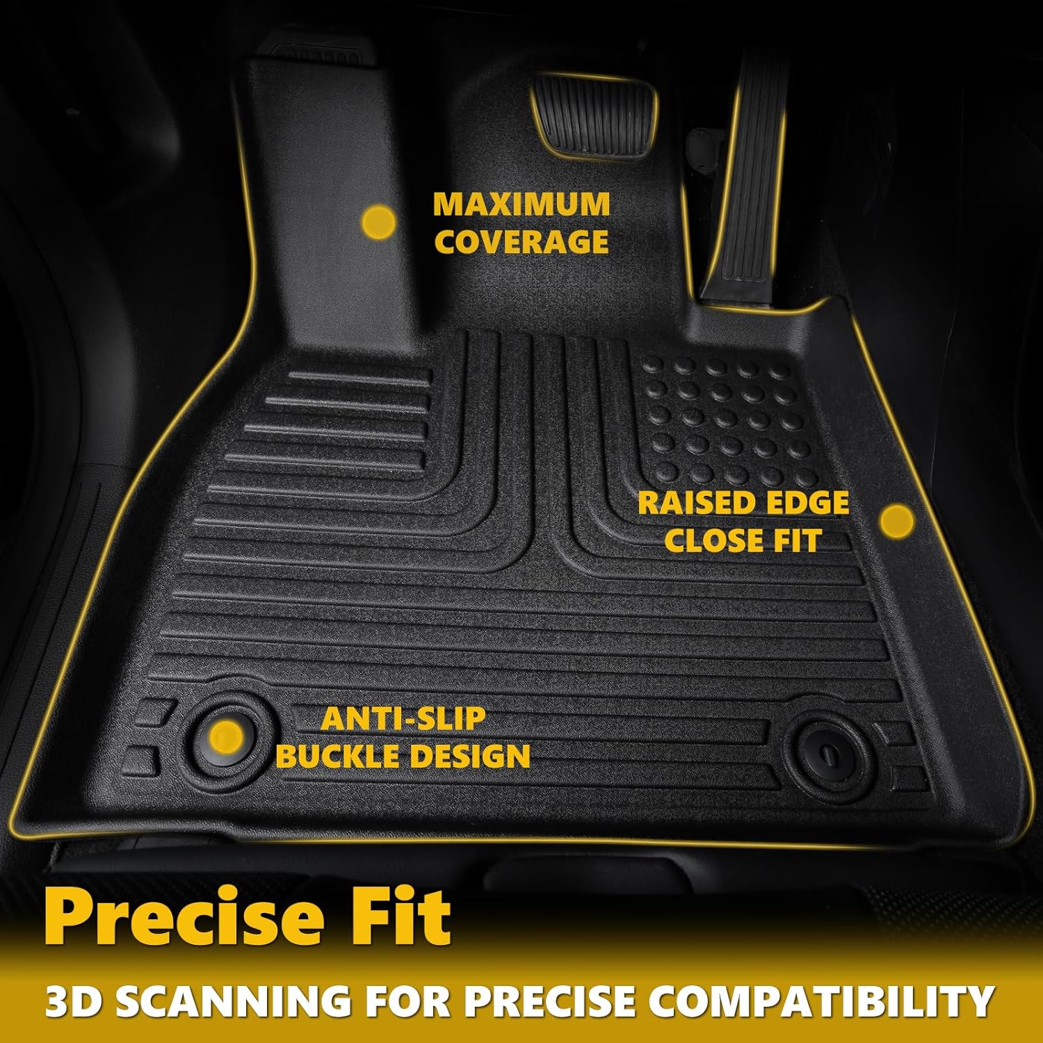 Floor Mats & Cargo Liner for Buick Envision 2021-2025 2026 All Weather Automotive TPE Set Anti-Slip Waterproof Floor Liners Accessories (Car Mats+Trunk Mat) Black