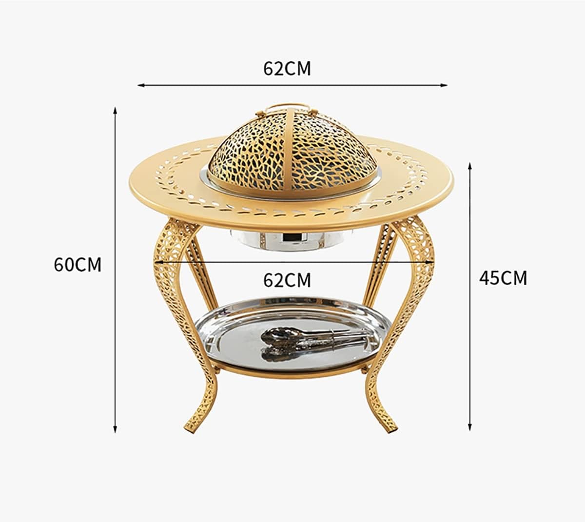 Indoor Charcoal fire Pit Charcoal Stove Home Stove Heating Outdoor Barbecue Grill smokeless Charcoal Stove,for Indoor, Living Room and Outdoor use (Color : Gold, Size : 62x45cm)