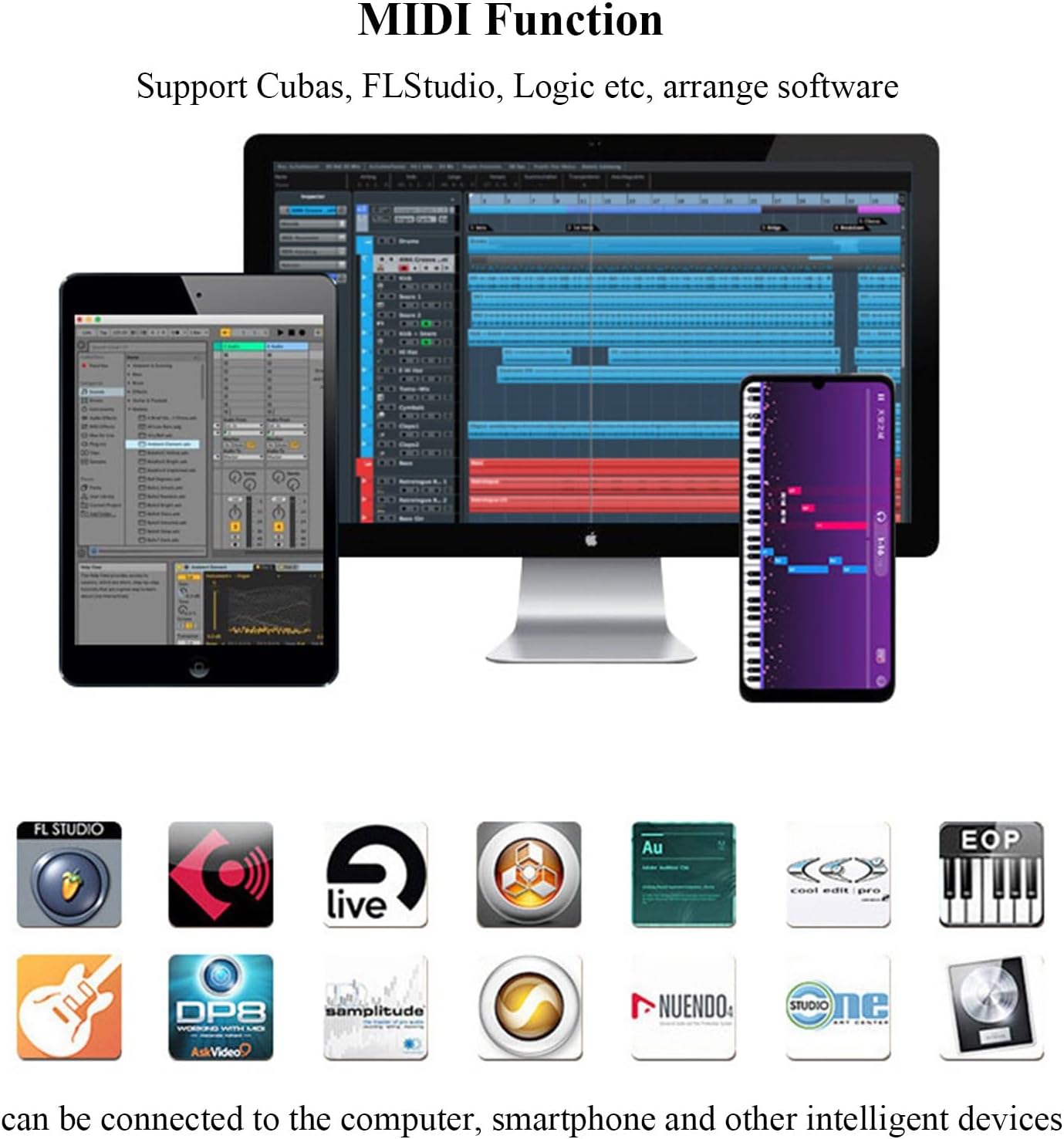 Keyboard Piano 49 Keys Portable Electric Piano With Bluetooth MIDI Touch Sensitive With Storage Bag, Sustain Pedal For Beginner Adults