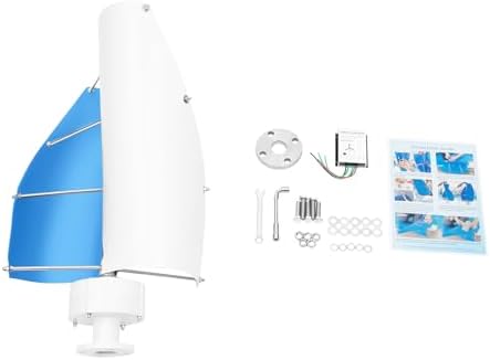 100W Vertical Wind Turbine Generator with 5 Blades & Controller - Eco-Friendly Wind-Solar Hybrid for Marine, Boat, and Outdoor Streetlight Solutions (White & Blue)