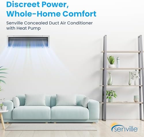 Senville 9,000 BTU Ducted Mini Split AC/Heating System, Concealed Duct, Built-in Water Pump, Wall Thermostat, 16 Ft. Installation Kit