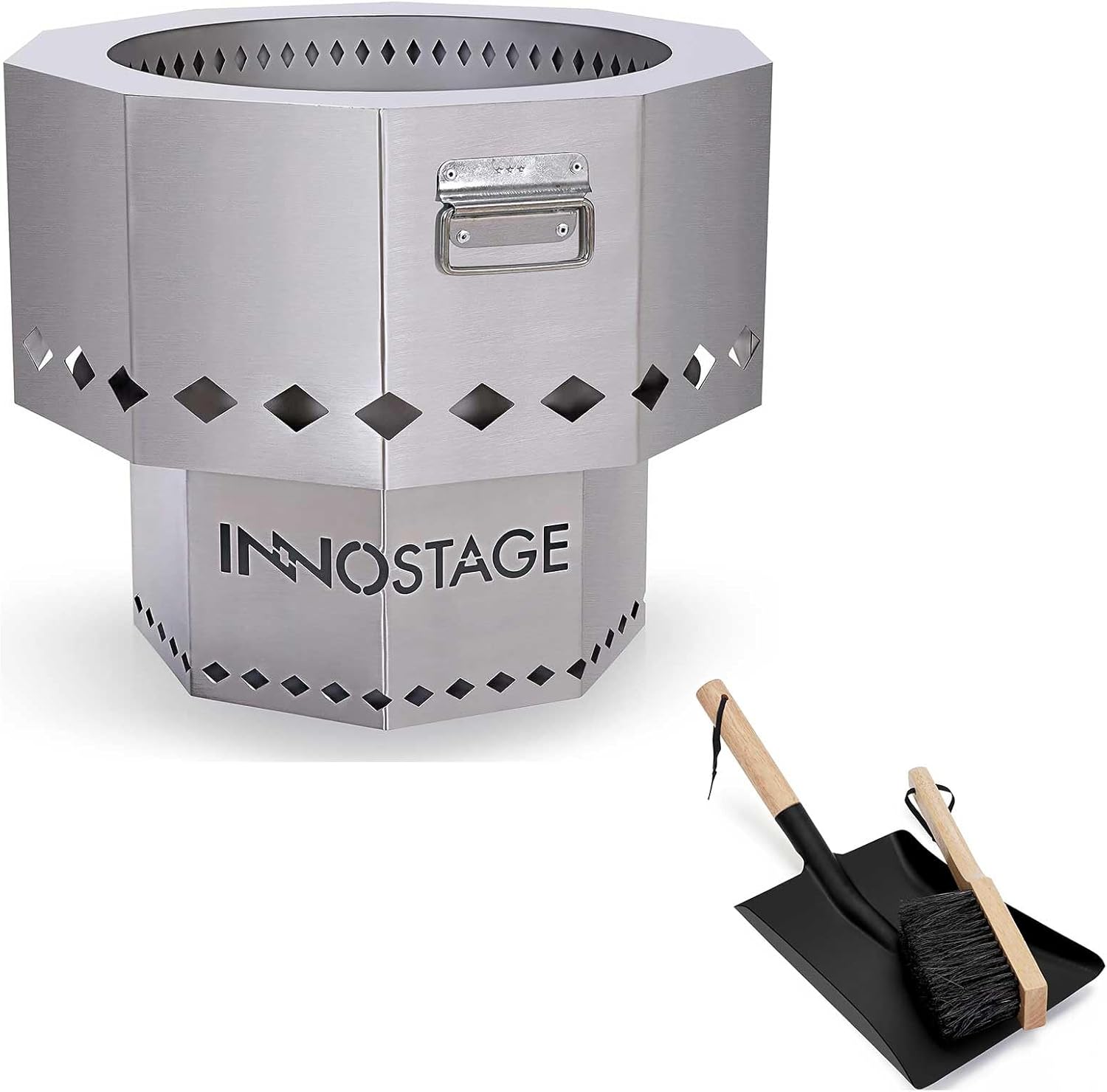 Stainless Fire Pit and Ash Shovel/Brush Set