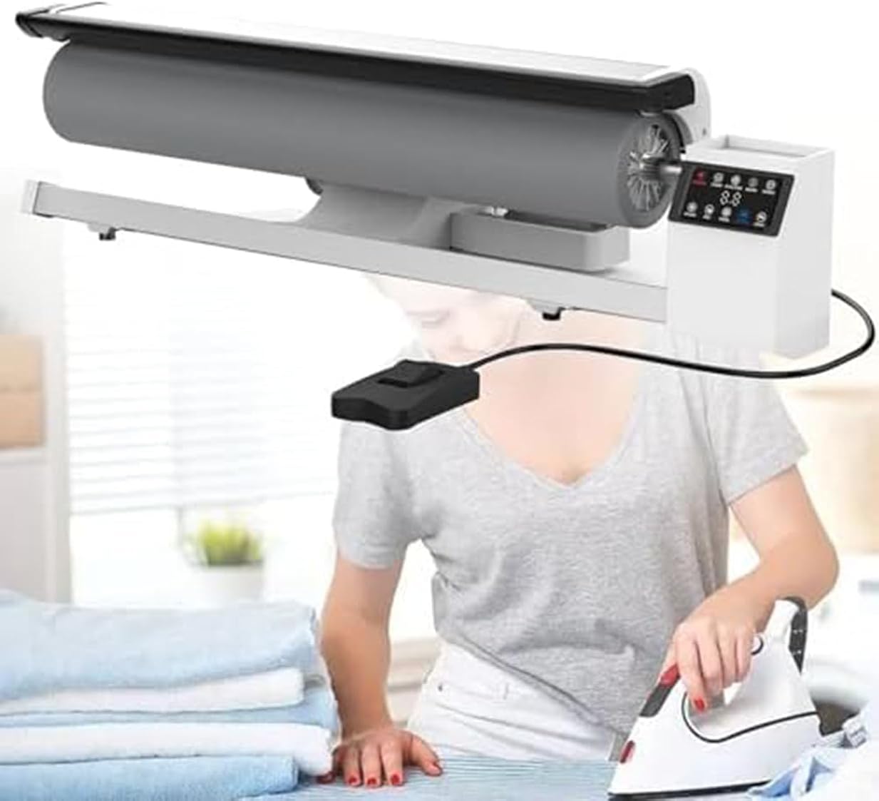 Commercial Roller Ironing Machine, 36 Inch Rotary Steam Press for Efficient Laundry, Digital Fabric Rotary Steamer for Pillowcases and Napkins Care