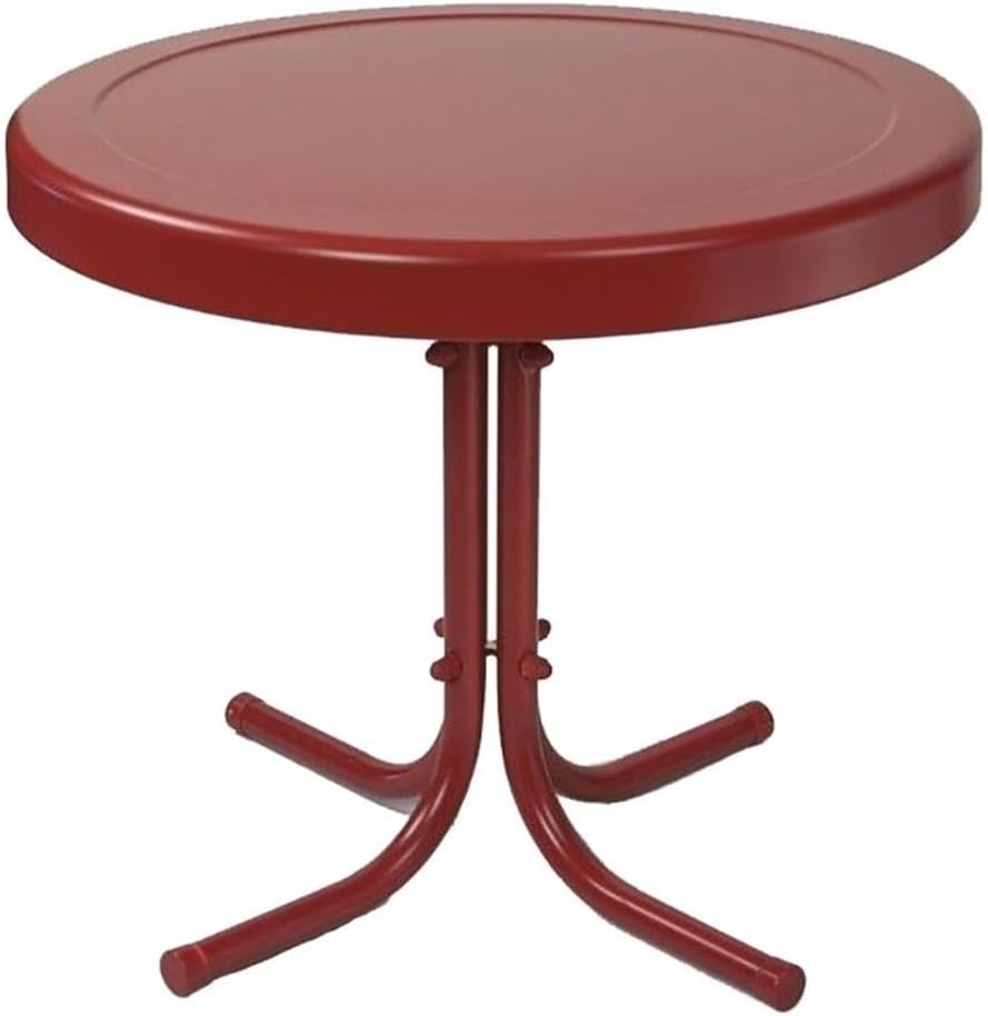 Pemberly Row Modern Sturdy Steel Metal Patio End Table in Coral Red