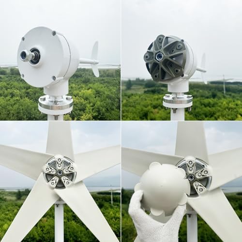 800W-1200W Small Wind Turbine Generator Kit - 12V/24V/48V with 5 Blades & Controller, Aluminum Alloy Windmill for Marine & Home Charging Solutions