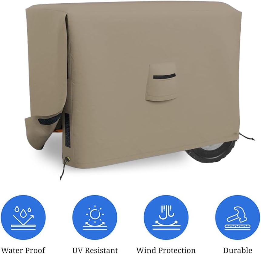 Covers & all Outdoor Generator Cover, 12 Oz Waterproof UV & Weather Resistant, Universal Portable Equipment Machinery Storage Protector with Air Vents Velcro & Drawstrings (38