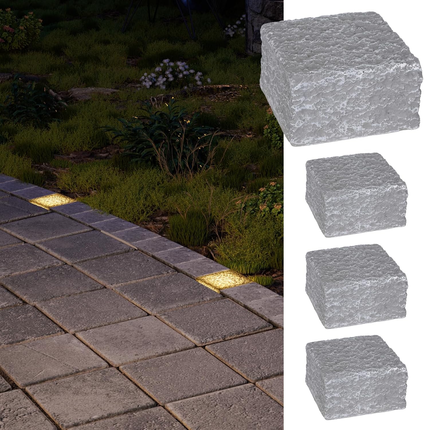 LEONLITE Paver Light 4 x 4 Inch, 5CCT Brick Lighting for Pavers, Pathway Patio & Garden, 1800K/2700K/3000K/4000K/5000K Selectable, 12-24V AC/DC Low Voltage, Waterproof IP67, Pack of 4