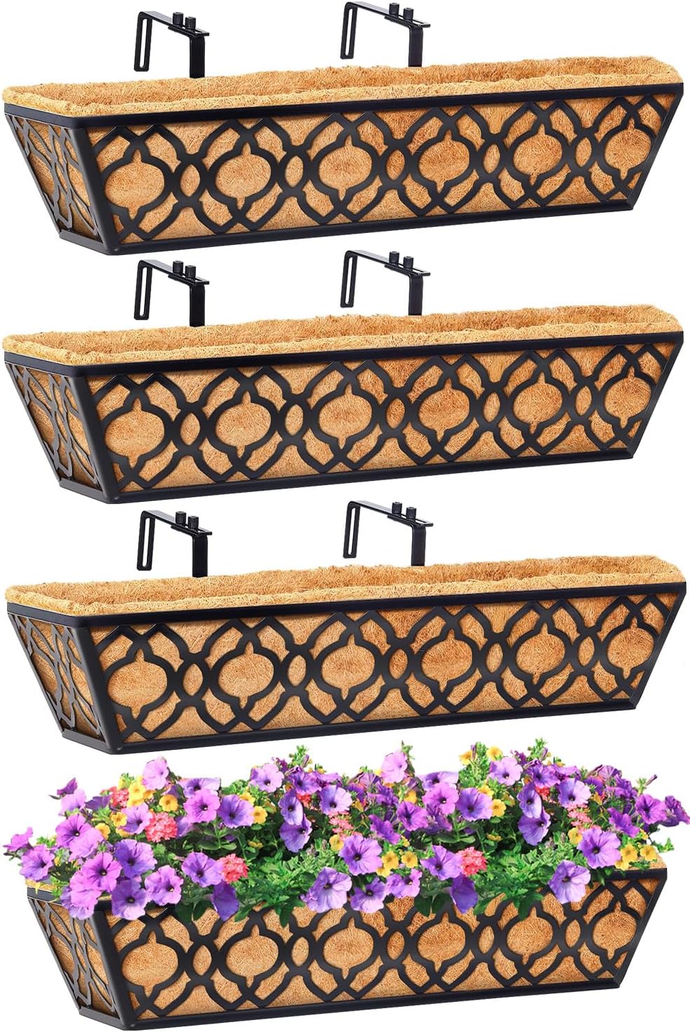 Y&M 4pcs 24 Inch Window Deck with Coconut Coir Liner, 24