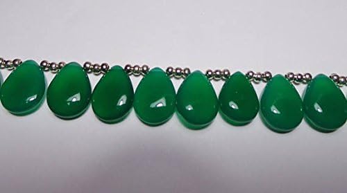 7 Matched Pairs, 18x13 MM Long aprx.,GREEN ONXY Chalcedony Smooth Pear Briolettes