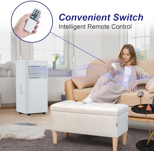 10000 BTU Portable Air Conditioner with Remote Control, Standing AC Unit, 3-in-1 Air Conditioner with Window Vent Kit/Digital Display/24h Timer, for Room Bedroom Home Garage RV
