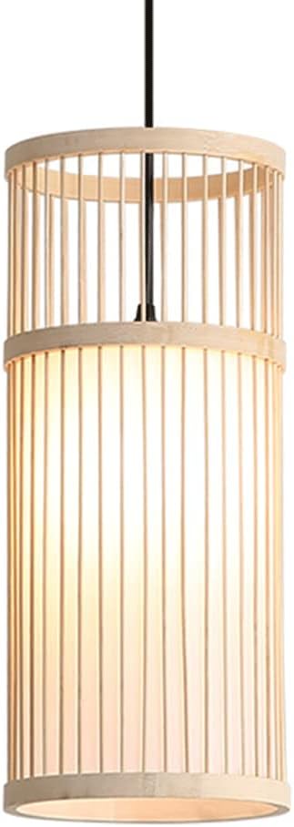 RCIDOS Cylindrical Pendant Lights in Bamboo Wicker Weaving Hanging Lamp Modern Natural Rattan Hanging Lighting Fixture Bamboo Hand Weave Ceiling Chandelier Light for Rustic Farmhouse Clubs Pastoral