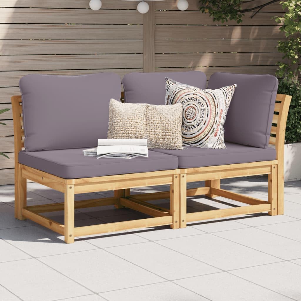 2 Piece Patio Lounge Set with Cushions Solid Wood Acacia,Acacia Wood Garden Lounge Set with Thick Cushions for Patio and Garden Relaxation Outdoor Furniture Sets, Sectional Sofa Units