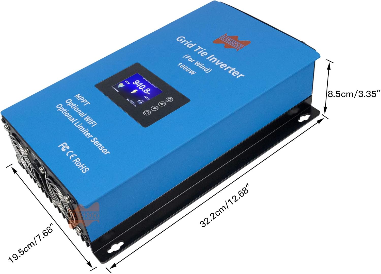 1000W Wind Grid Tie Inverter with Limiter, Pure Sine Wave Inverter Converts 22-60V DC to 110V/240V AC (Auto-Match),Perfectly Compatible with Home Wind Power Systems