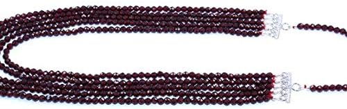 natural faceted red garnet 4 mm round beads 24'' neck