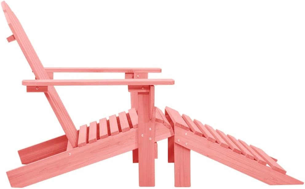 Wooden Patio Adirondack Chair with Ottoman, Outdoor Chairs Patio Chairs Lawn Chair Wooden Patio Chair for Outside Porch Chair Fire Pit Chairs Deck Chair for Garden Pool Balcony, Pink