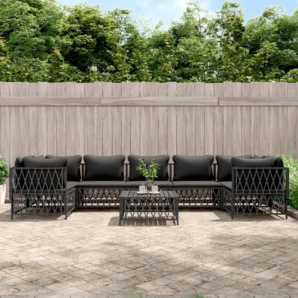 Furniture Sets 8 Piece Patio Lounge Set with Cushions Anthracite Steel,Comfortable Outdoor Patio Lounge Set with Durable Woven Fabric and Sturdy Steel Frame Garden Conversation Sets