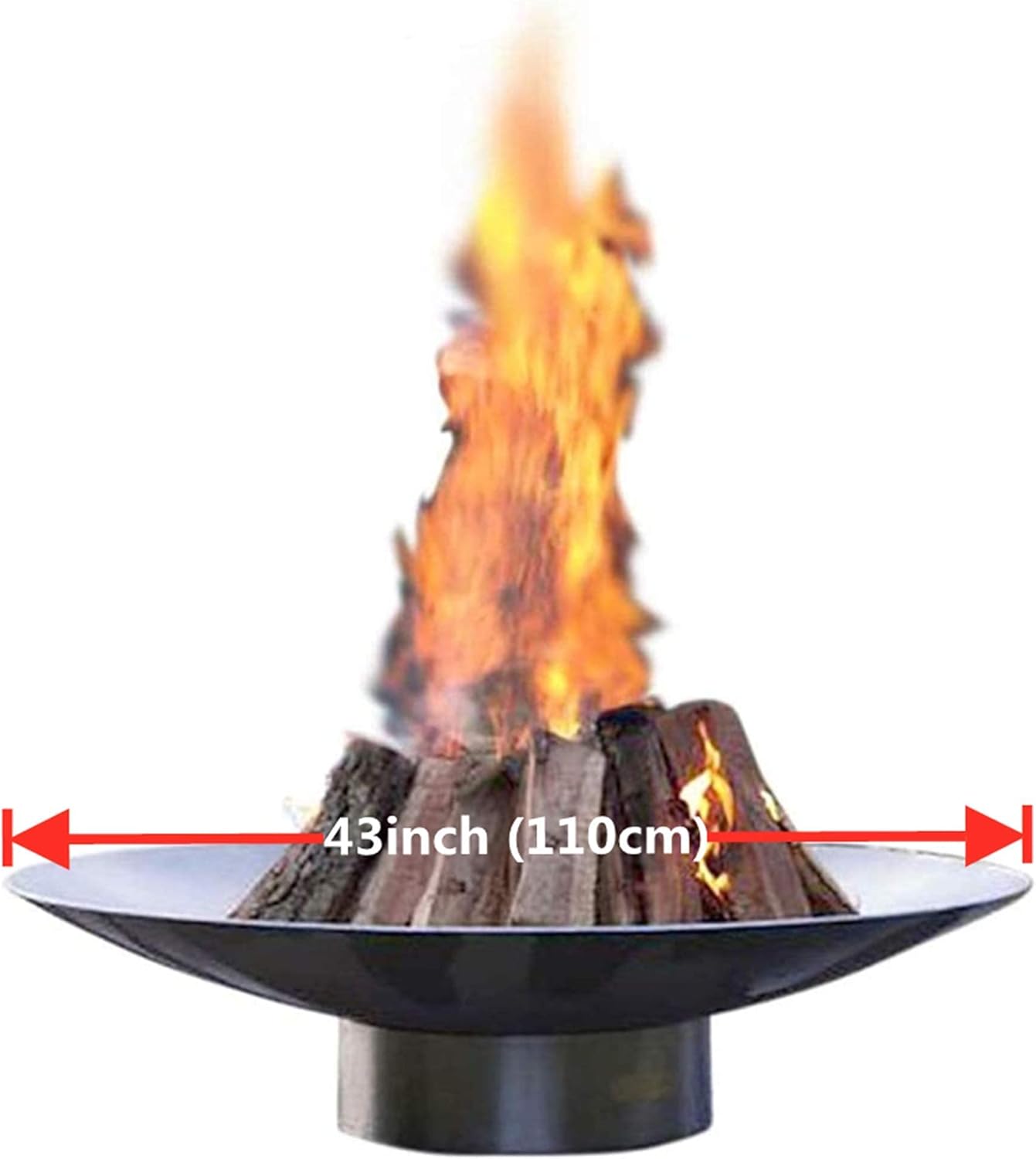 Large Cast Iron Garden Fire Pit Basket for Party,Oversize Round Fire Pit,Outdoor Heater Firebowl Wood Burning,Heavy Duty Metal Fireplace for Charcoal Burning