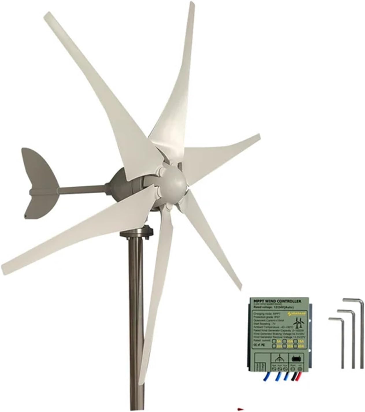 3000W Horizontal Wind Turbines Generator 12V/24V/48V Low Noise Wind Turbine 5 Blade Family with Controller Industrial Energy(Type1,24V_3KW)
