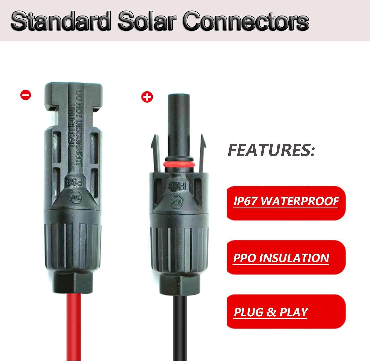 12AWG 50FT Solar to ADS Adapter Charge Cable for Solar Generator,Solar Charge Controller and Portable Power Stations (12AWG 50FT Horizontal)