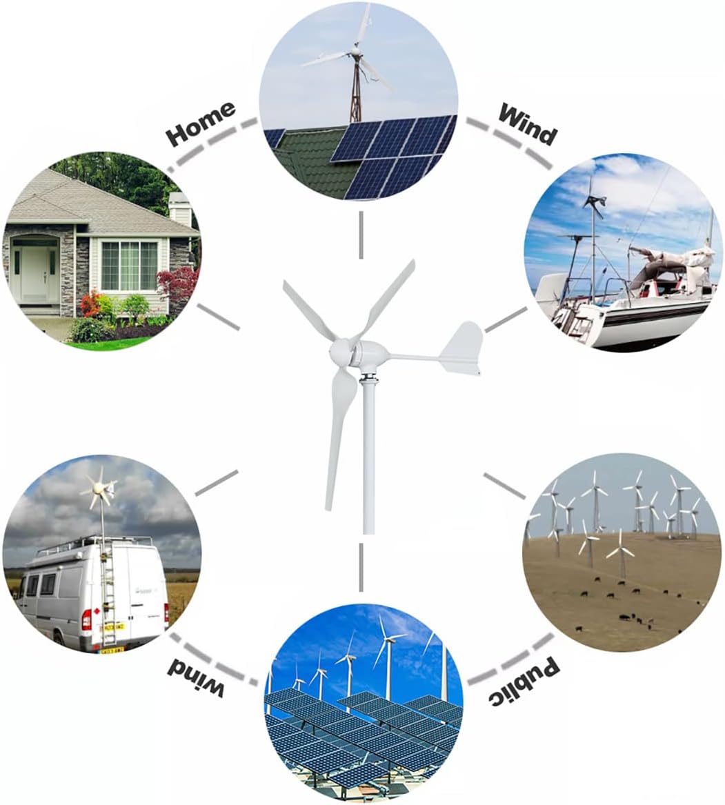 Wind Turbine 1000W 48V Horizontal Wind Generator Kits 3 Blades with MPPT Charge Controller Free Energy