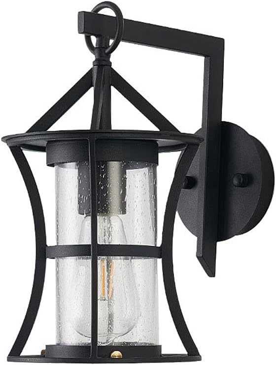Outdoor Waterproof Exterior Wall Lighting Wall Lantern Seeded Glass Lampshade Waterproof Wall Sconce Black Frosted Lamp Body Wall Light Fixtures Corridor Villa Aisle Lighting