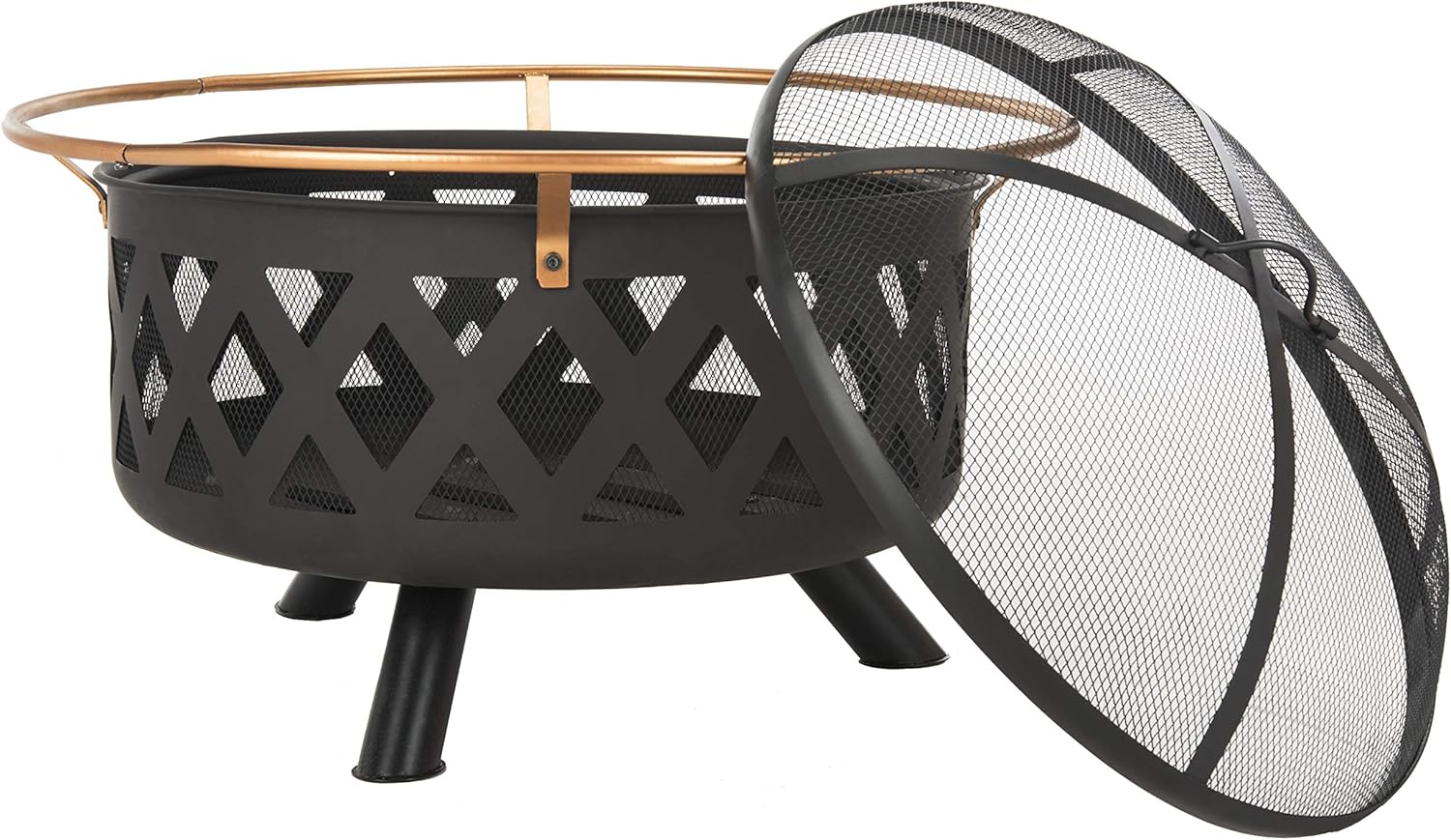 Safavieh Outdoor Collection Bryce Copper and Black Round Fire Pit