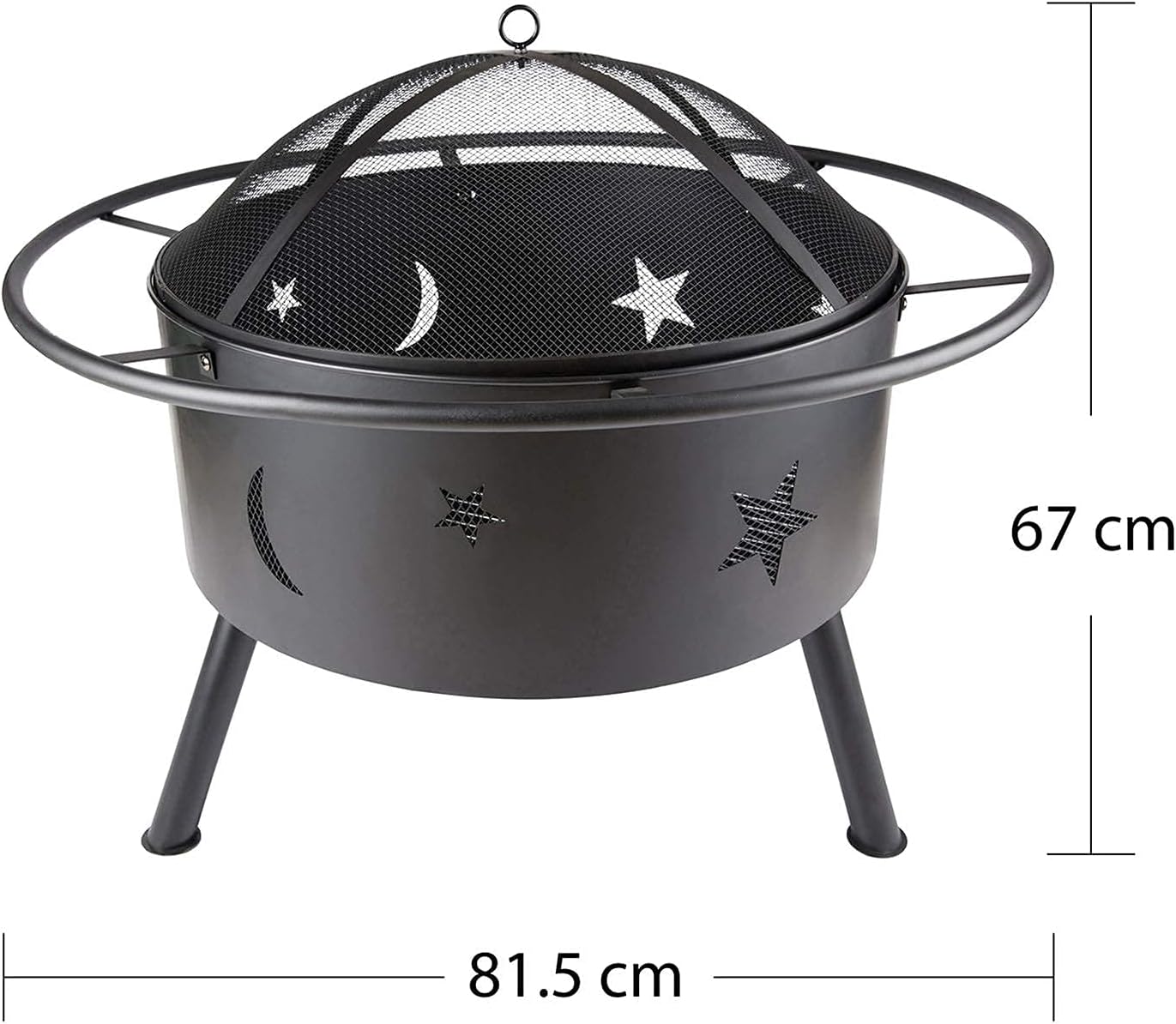 Small Firepit, Fire Pit for Outdoor Garden Patio with BBQ Grill Shelf Barbecue Brazier Fire Bowl with Spark Protection Mesh, Extra Includes Poker and Cover