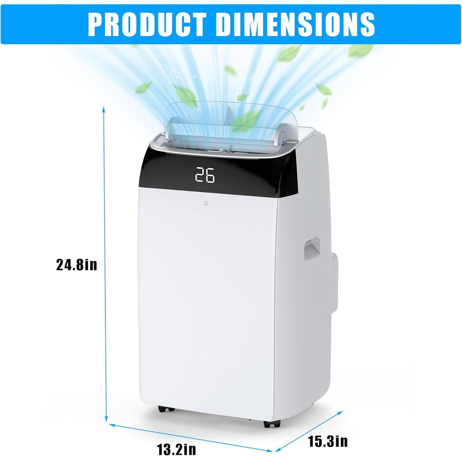 Portable Air Conditioner 12,000BTUs Room Air Conditioning Cools Up to 550 Sq.Ft, 3-In-1 AC Unit with Cooling/Dry/Fan Modes, Quiet Freestanding Air Conditioner with Remote Control, 24H Timer, for Home