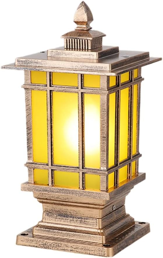 RCIDOS Brass Post Cap Lights Garden Aluminum Post Lamp Modern Patio Lawn E27 Glass Pillar Light Outdoor Decorative Deck Lighting Fixture for Home Gate Lamp Deck Patio Light