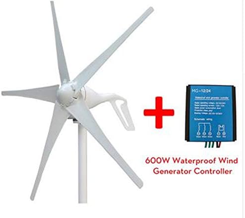 600W Horizontal Wind Generator Turbine 12V/24V Windmill with 5 Blades and Charge Controller for Home Use,12v