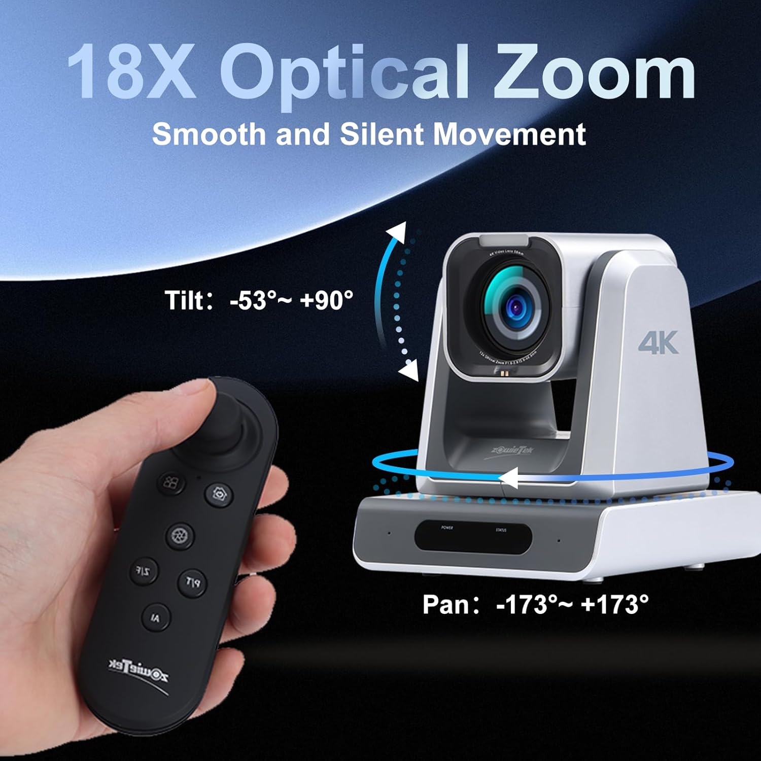 zowietek 4K ZowiePTZ 18X Webcam & UVC to NDI Adapter Combo, PoE, Micro SD Card Supported, Video Converts Compatible Series and Other UVC Webcams for Streaming Accessories, Content Creator Kit