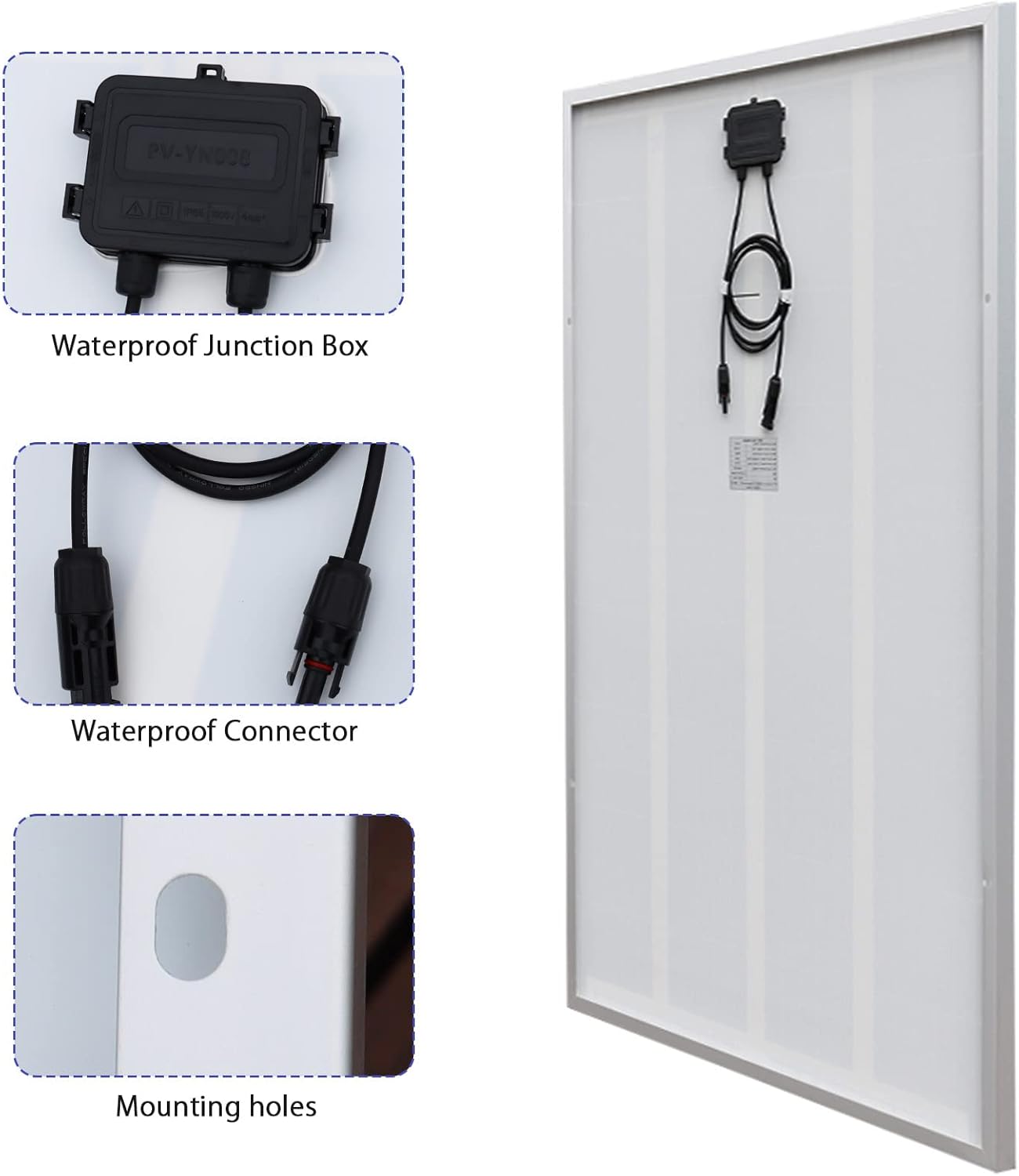 150 Watt 12Volt Solar Panel Kit Monocrystalline Module 20A Charge Controller for RV, Boats, Trailer, Camper,Off-Grid System(150W Solar kit)