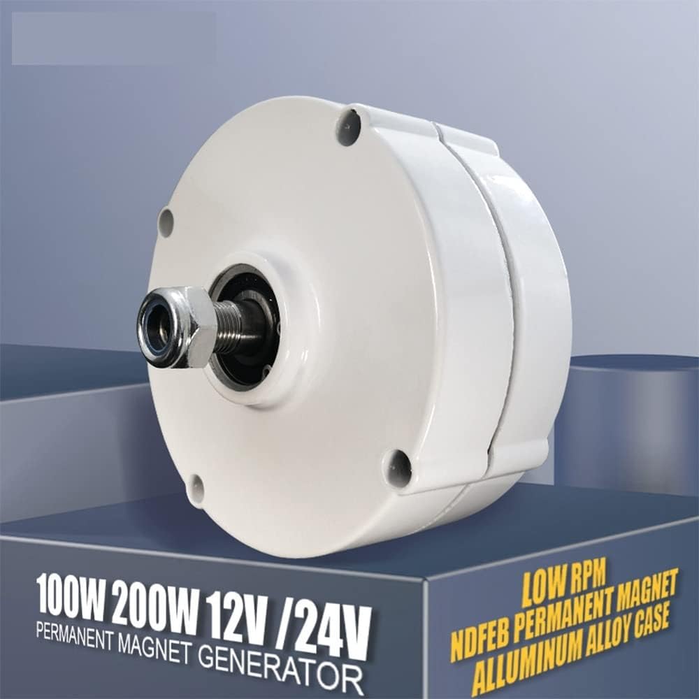 Wind Turbine, New Energy Wind Turbine and Water Turbine Low Speed 100W 200W 12V 24V Gearless Permanent Magnet Generator Horizontal Wind Turbine(with Base,12V_100W)