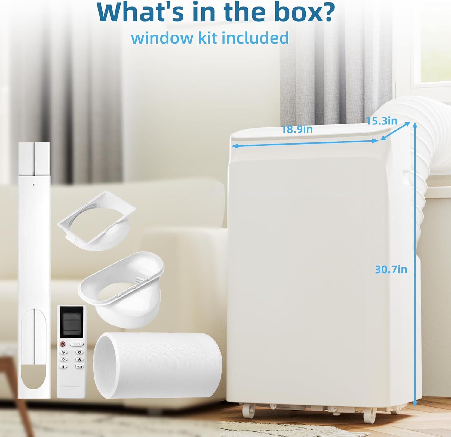 12000 BTU Portable Air Conditioner, Cools Up to 450 Sq. Ft, 3-In-1 Room Air Conditioner With Dehumidifier & Fan, Sleep Mode, Easy Install Kit for Home